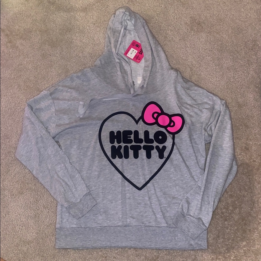Hello Kitty Front & Back Graphic Long Sleeve Hooded Top